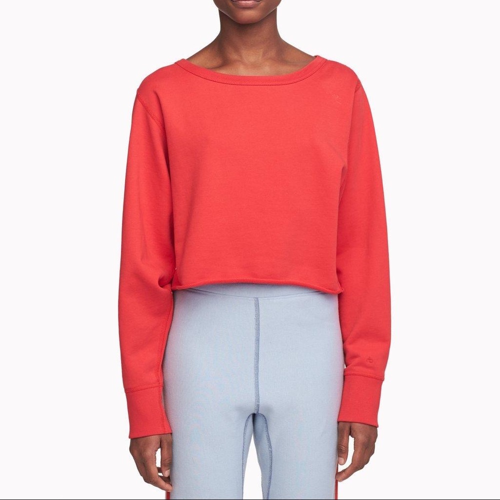 rag & bone red cropped crewneck sweatshirt